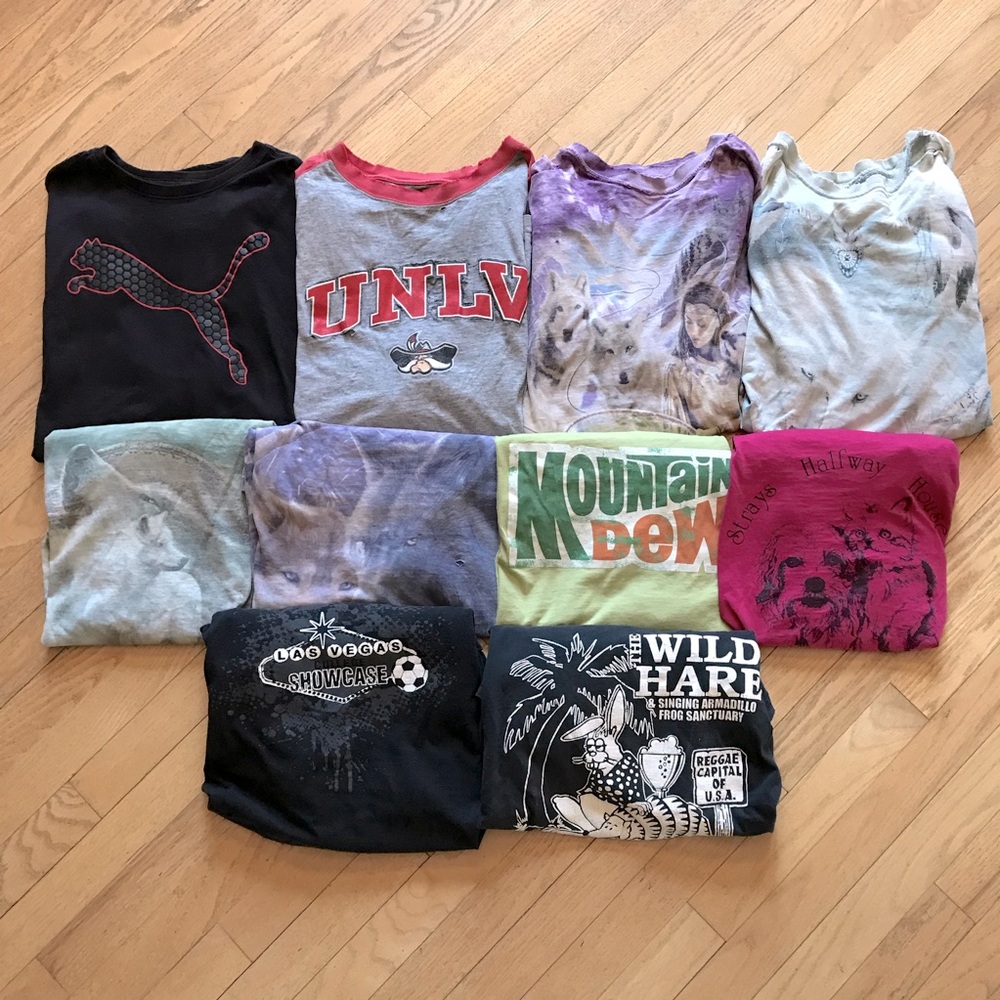 Ten Distressed Trashed Grunge Graphic T Shirt XL XXL Holes Fade Punk Streetwear